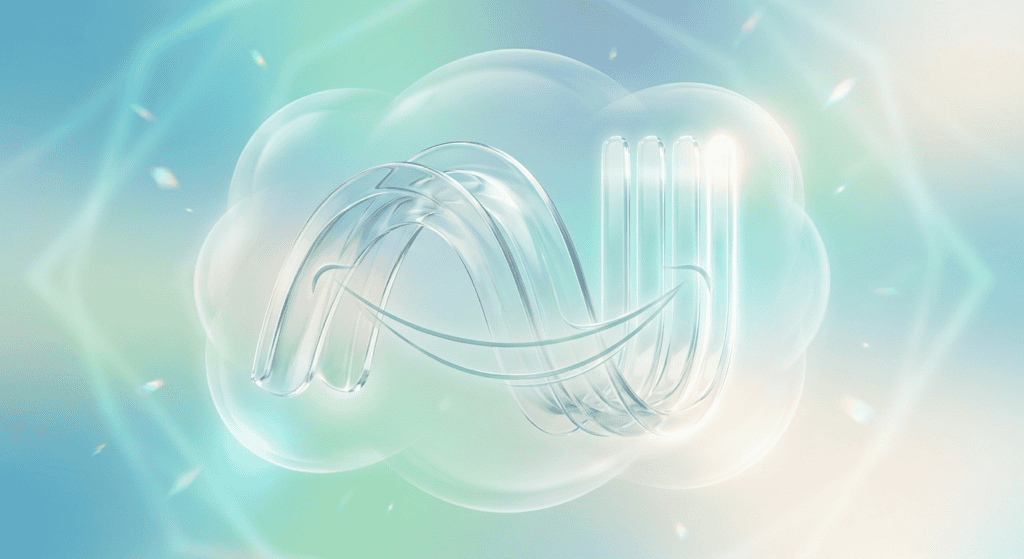 Abstract digital cloud with interconnected lines and glowing elements representing cloud computing, data transfer, and modern technology solutions.
