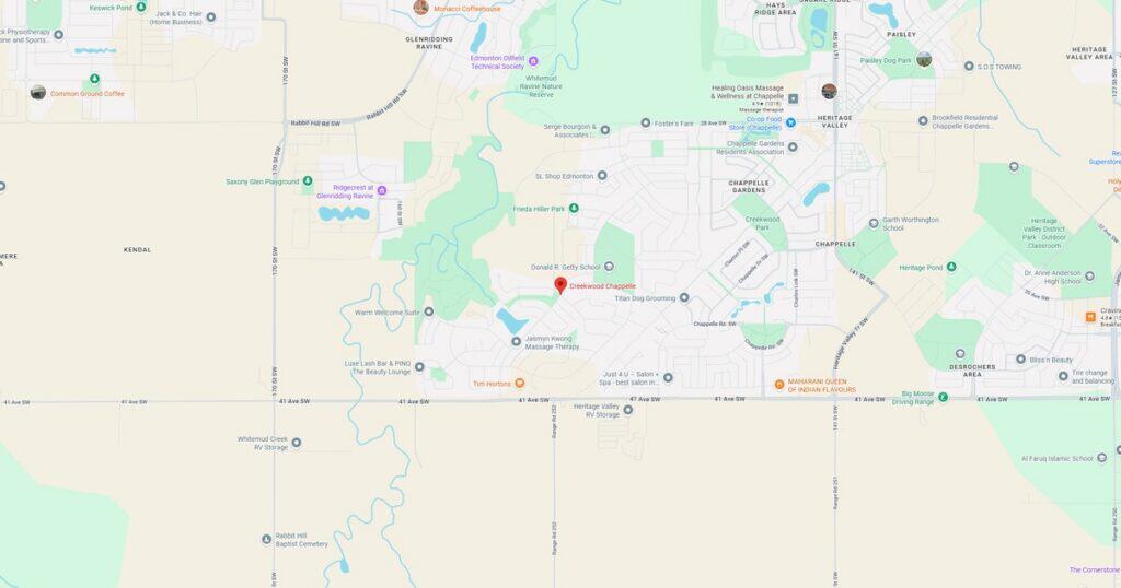 Detailed city map showing parks, roads, and landmarks with labels and color-coded areas for easy navigation.