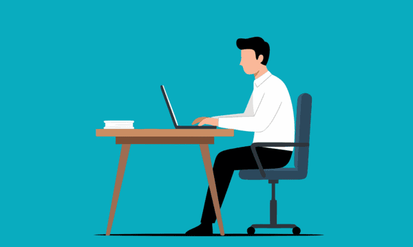 Free office worker computer vector