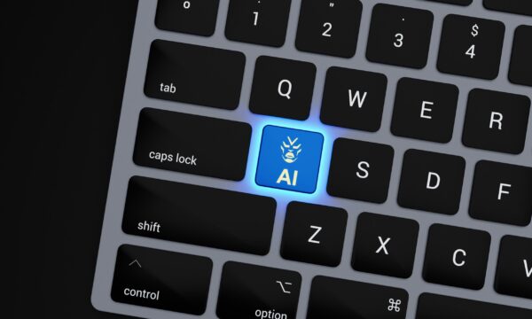 a-close-up-of-a-keyboard-with-a-blue-button