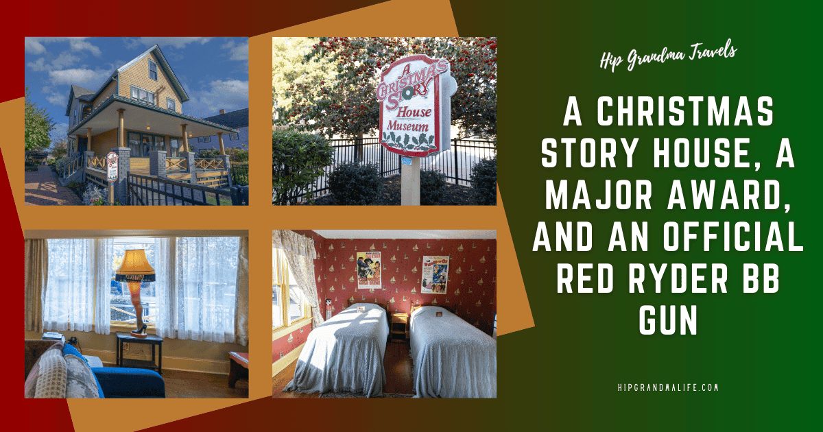 A cozy house decorated for Christmas with festive lights and holiday decor, showcasing a warm and inviting atmosphere at the Christmas Story House Museum.