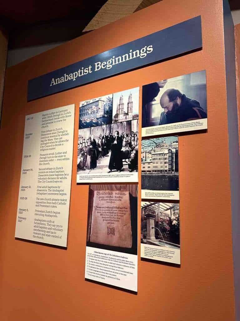 A display inside the Menno Hof center that shows some history of the Amish.