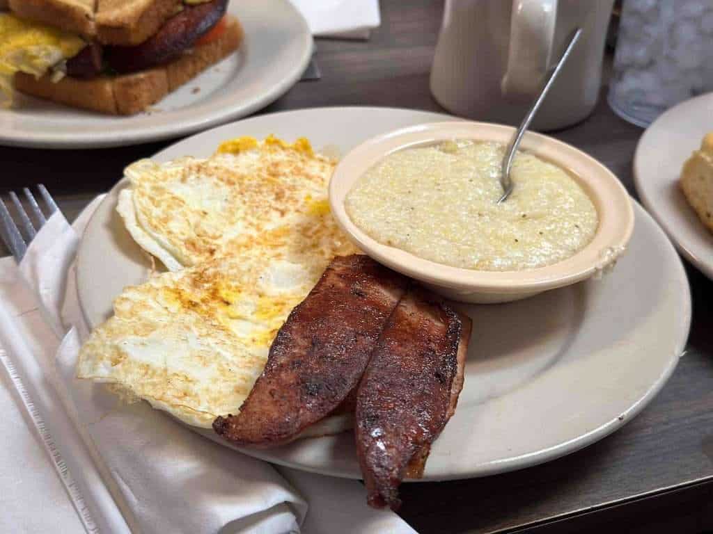 Bacon, eggs, and grits at City Cafe