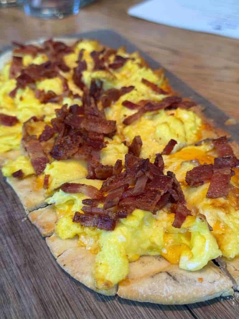 a brunch flatbread at River