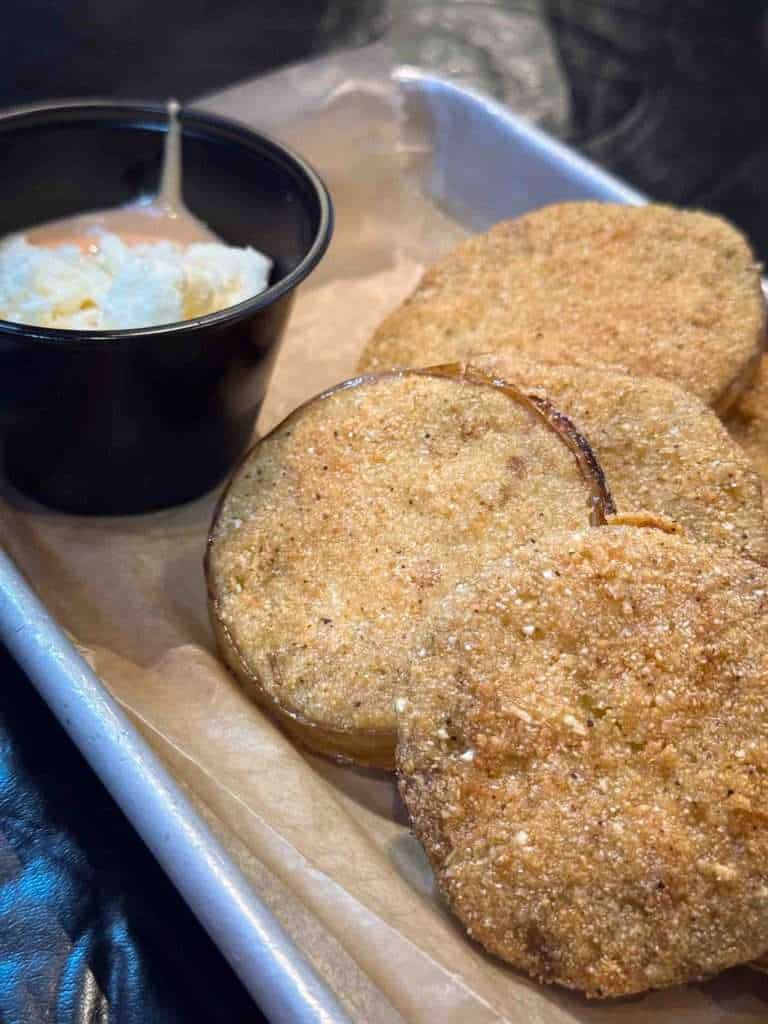 Fried green tomatoes on a plate