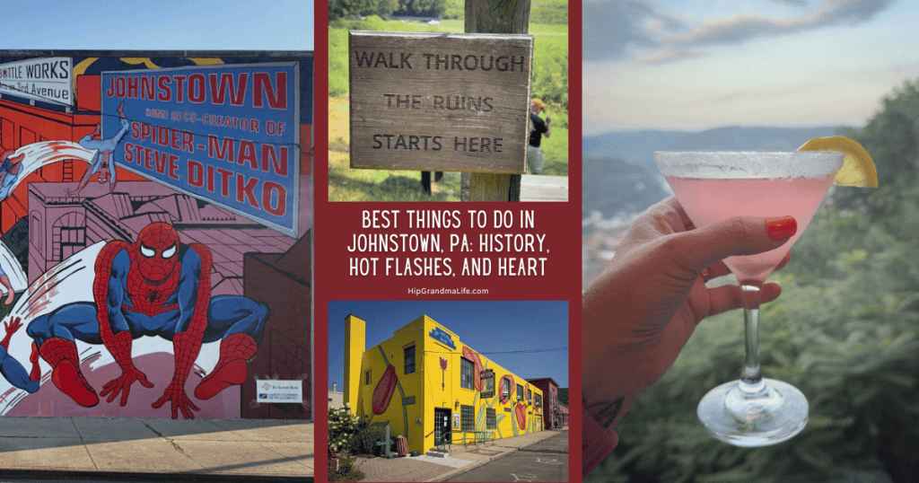 Colorful mural featuring Spiderman in Johnstown, PA, with vibrant cityscape, graffiti art, and local attractions, perfect for exploring local culture and street art scene.