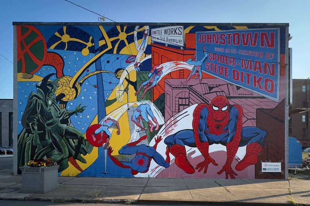 Marvel-approved Spider-Man mural honoring Steve Ditko in Johnstown, PA