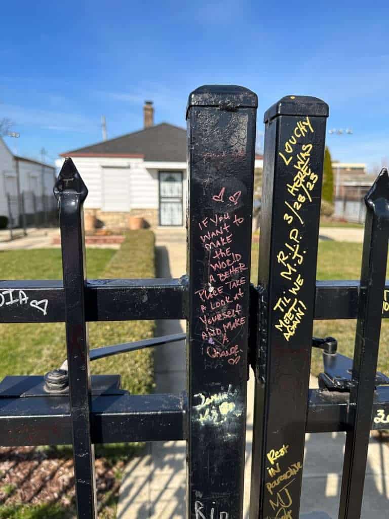 Fence outside the birthplace of Michael Jackson in Gary, Indiana, a meaningful northern Indiana stop