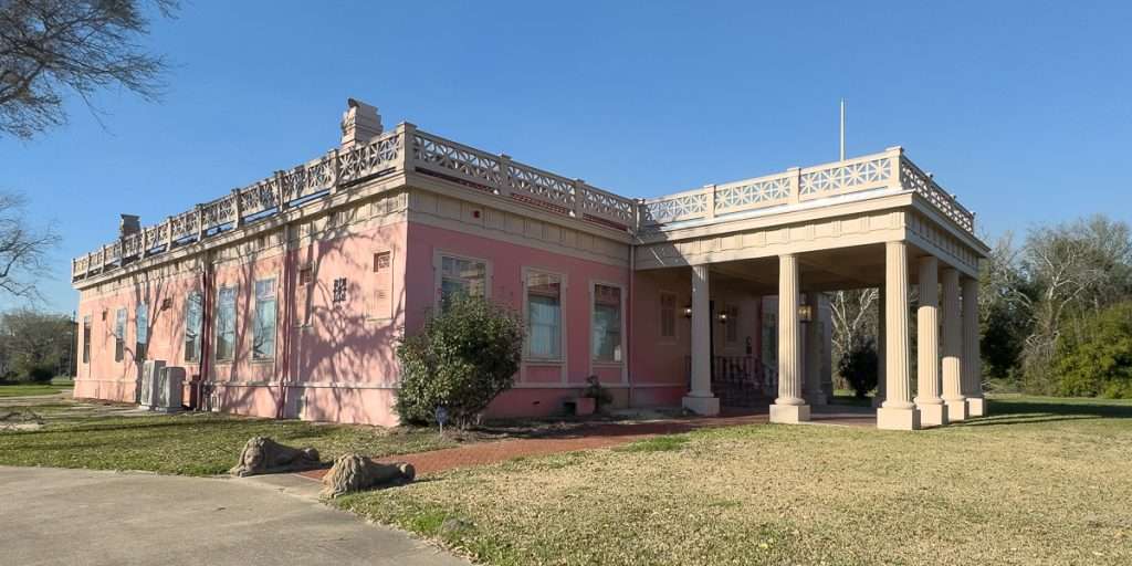 Pink Pompeiian Villa mansion in Port Arthur Texas
