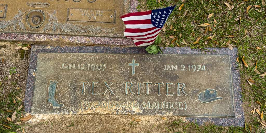 Grave of Tex Ritter in Port Neches Texas cemetery