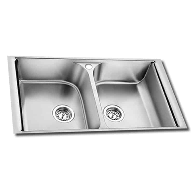 כיור נירוסטה כפול אולין קנדה OL-S8201T, רוחב 76 ס"מ ואורך 49 ס"מ