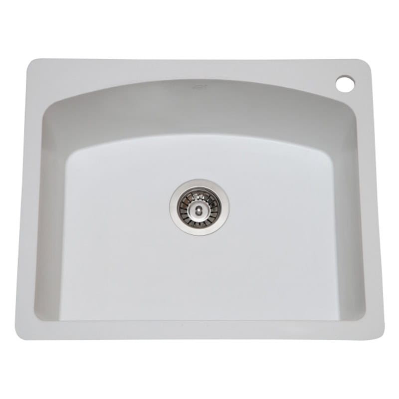 כיור מטבח גרניט דגם חושן בודד 62x52x21 ס"מ - כיור מגרניט איכותי בצבע לבן/פרגמון, התקנה שטוחה עמיד וקל לתחזוקה