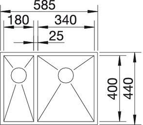 ⁦כיור בלאנקו זירוקס 180/340ifn כפול דגם אחד וחצי⁩ – תמונה ⁦3⁩
