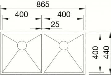 ⁦כיור בלאנקו זירוקס כפול 400/400IFN⁩ – תמונה ⁦3⁩