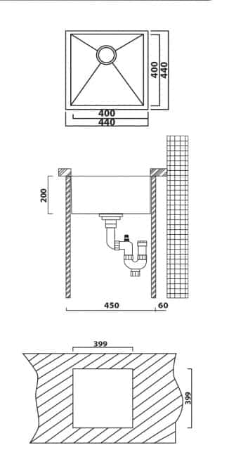 ⁦כיור אולין זירו ol-f101 נירוסטה⁩ – תמונה ⁦2⁩
