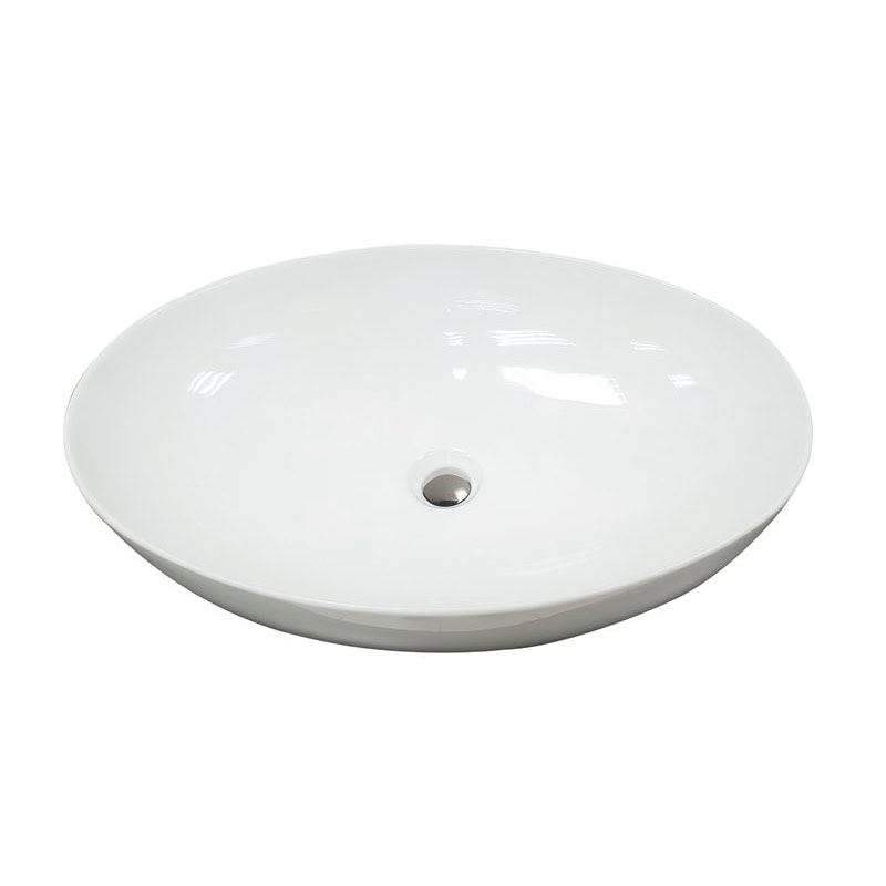 כיור מונח אובל חרס דגם 9847W - כיור חרס 62x41 ס"מ לאמבטיה - כיור מונח אליפטי גדול לארון - כיור חרס איכותי 14 ס"מ גובה מרווח מעוצב