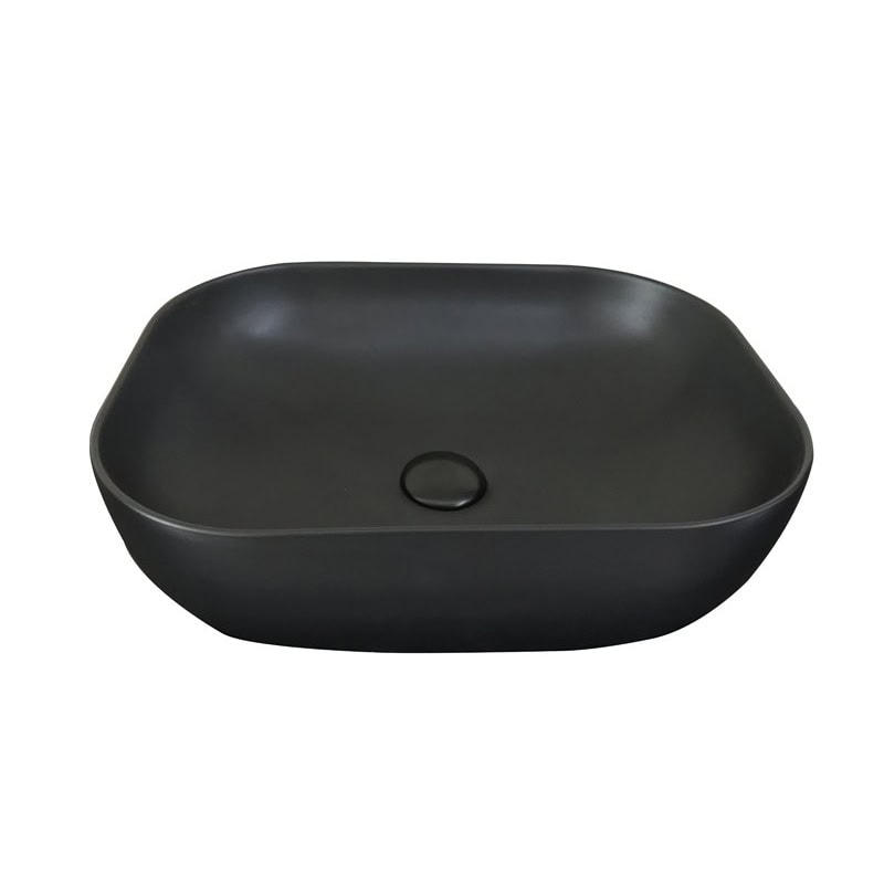 כיור מונח חרס שחור מט דגם 9851MB - כיור חרס 50x40 ס"מ למטבח ואמבטיה - כיור מונח שחור מט מלבני לארון - כיור חרס איכותי 14.5 ס"מ גובה דרמטי מעוצב