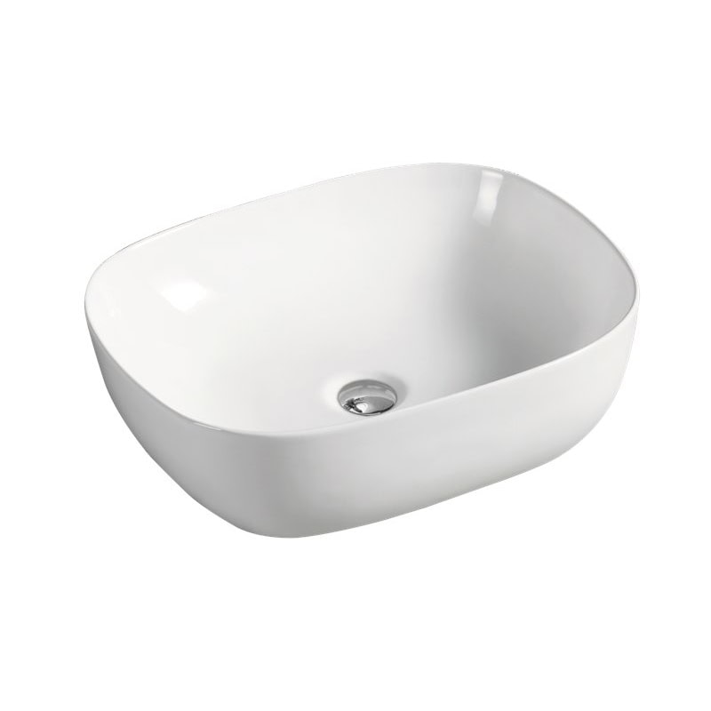 כיור מונח חרס דגם 9851W - כיור חרס 50x40 ס"מ למטבח ואמבטיה - כיור מונח מלבני לארון - כיור חרס איכותי 14 ס"מ גובה קלאסי מעוצב