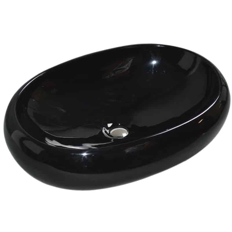 כיור מונח אובלי חרס דגם 9854B - כיור חרס 56x36 ס"מ לאמבטיה - כיור מונח אליפטי לארון - כיור חרס איכותי 14 ס"מ גובה מעוצב