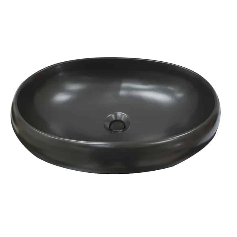 כיור מונח חרס שחור מט דגם 9854MB - כיור חרס 56x36 ס"מ לאמבטיה - כיור מונח שחור מט לארון - כיור חרס איכותי 14 ס"מ גובה דרמטי מעוצב