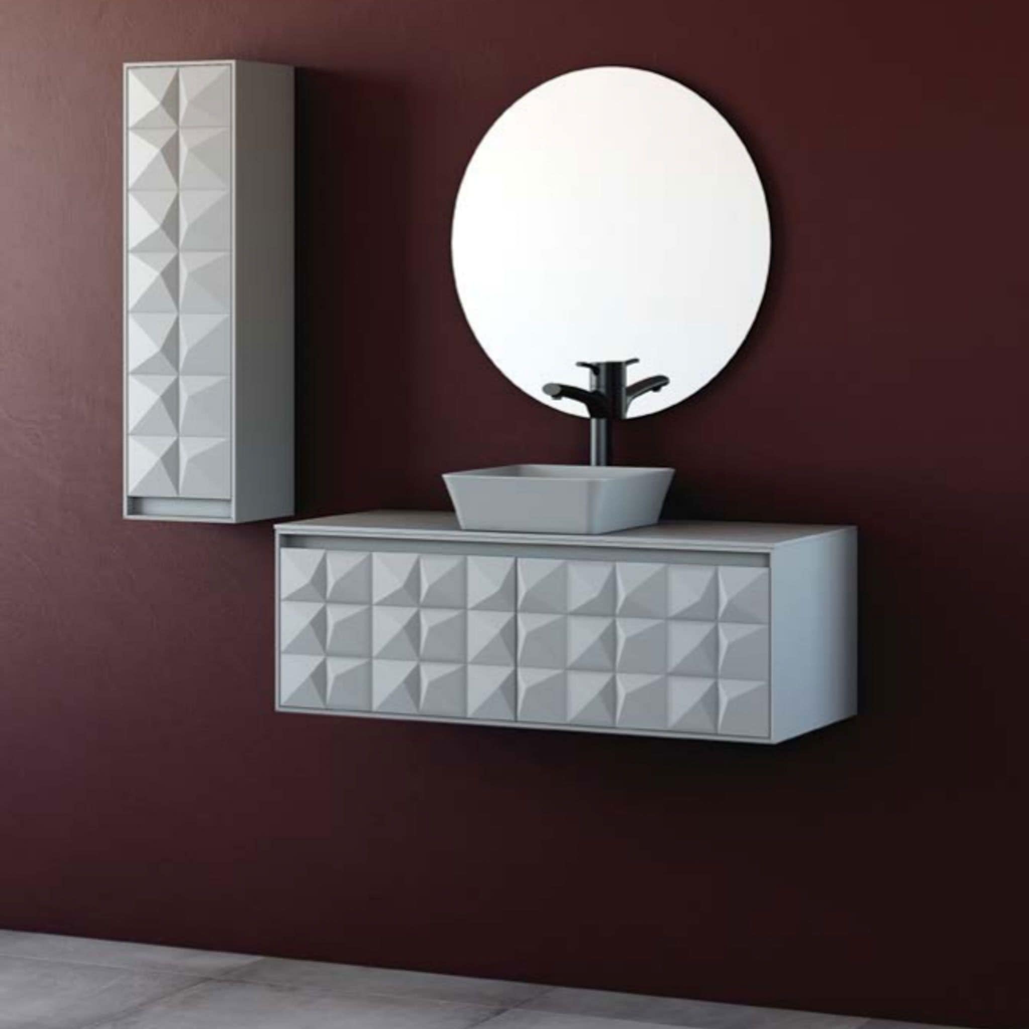 ארון אמבטיה תלוי דגם סבסטיאן 60 ס"מ בגימור אפוקסי עם מגירה אחת גלריה כפולה