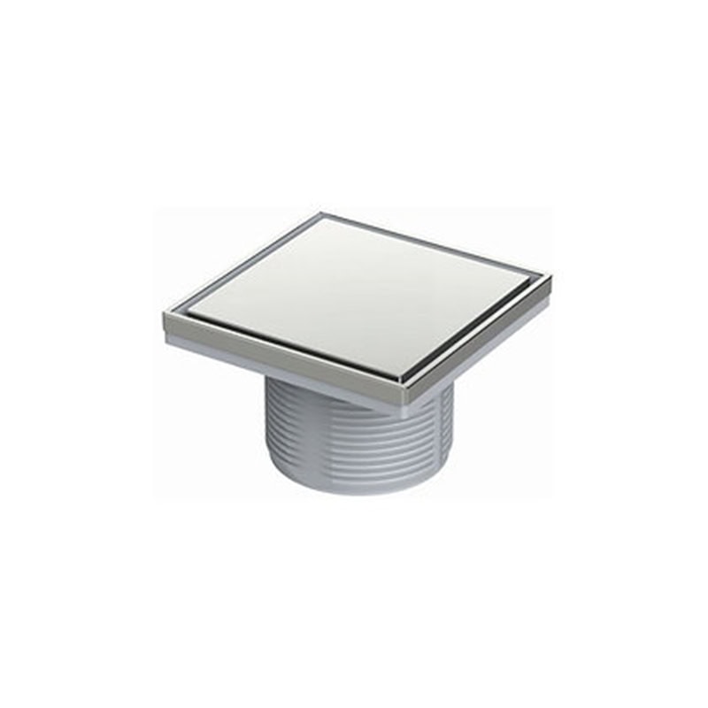 תעלת ניקוז ELIT 15x15 ס"מ למקלחון עם עיצוב נירוסטה חלק, יציאה 100 מ"מ ואפשרות התקנת קומקום 4 צול