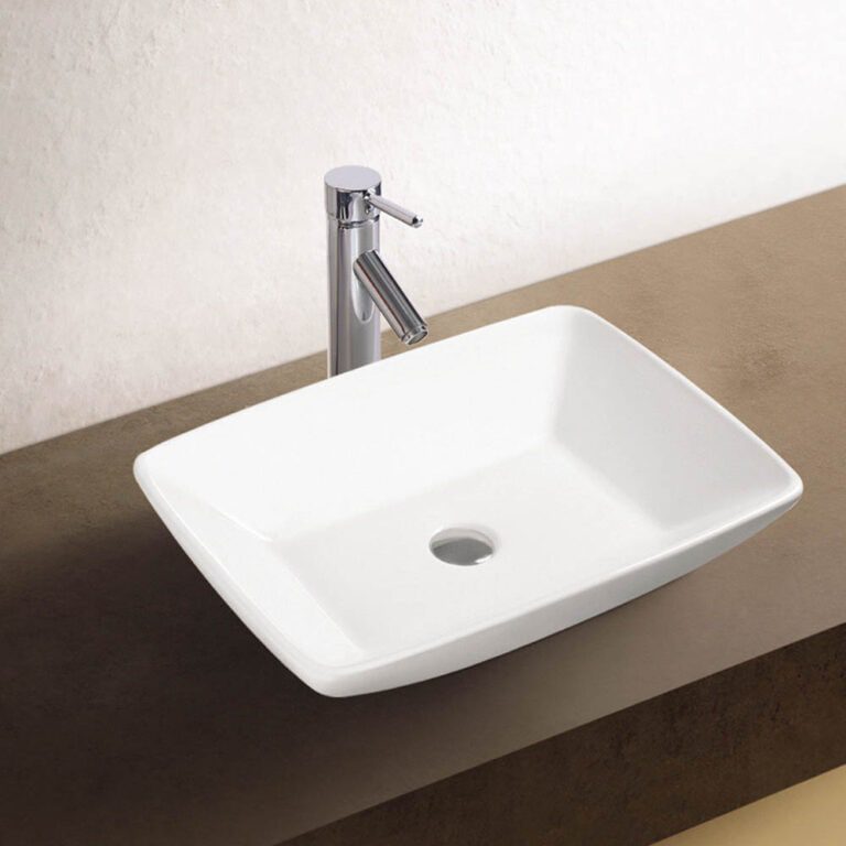 כיור חרס מונח דגם מרס, מידות 59x43x13 ס"מ, עיצוב מודרני עם פרופיל נמוך