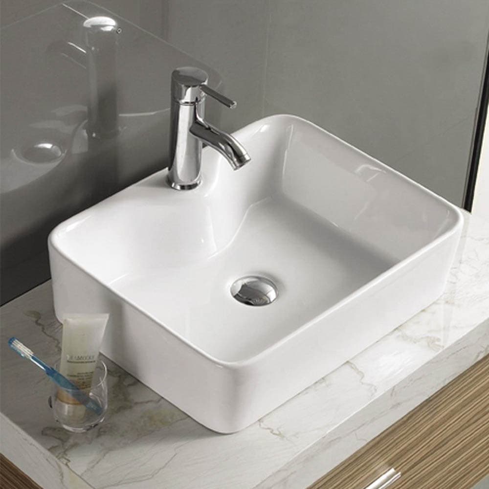 כיור חרס מונח דגם גיא, מידות 48x38x14 ס"מ, עיצוב קומפקטי ומאוזן