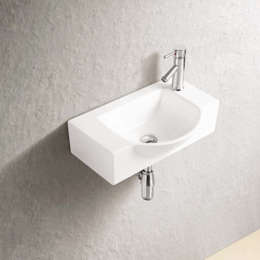 כיור דגם אלין חרס מונח תלוי 54X36X14 ס"מ כיור יחיד רחב גמיש התקנה רב תכליתי