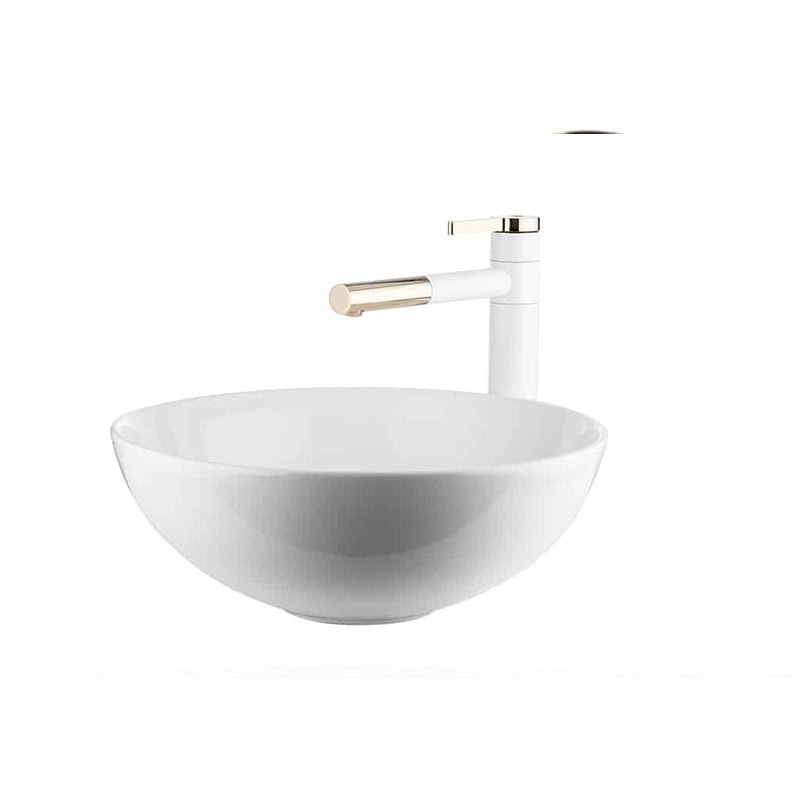 כיור מונח חרס 40x40 ס"מ דגם 9463W - כיור חרס למטבח ואמבטיה - כיור מונח קומפקטי 16 ס"מ גובה לארון - כיור חרס איכותי לאמבטיה מודרנית