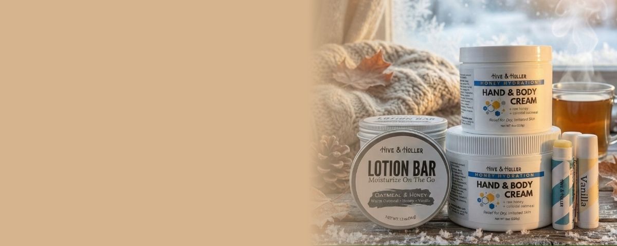 Winter Dry Skin helpers. Lip Balm, Lotion Bar, Hand Body Cream