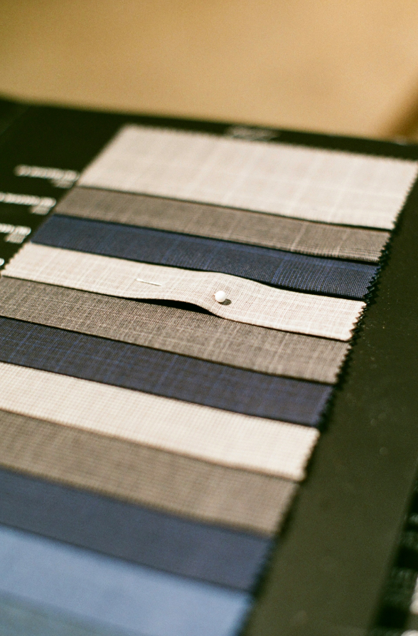 Fabric swatch sample showcasing various textile options for upholstery and interior design.