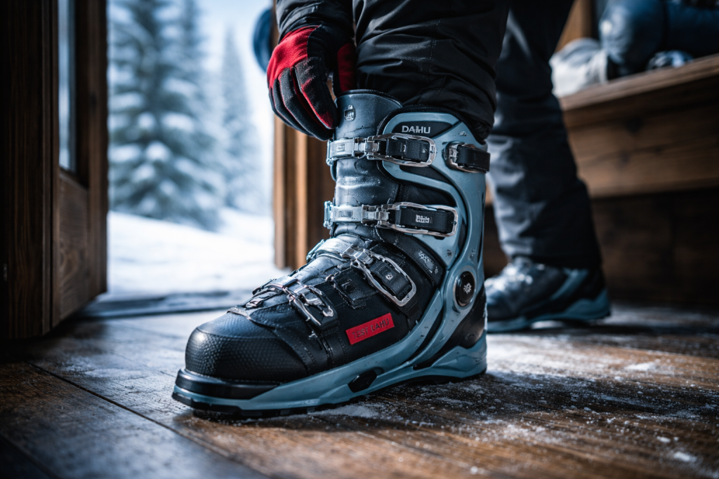 chaussure de ski dahu avis gros plan skieur