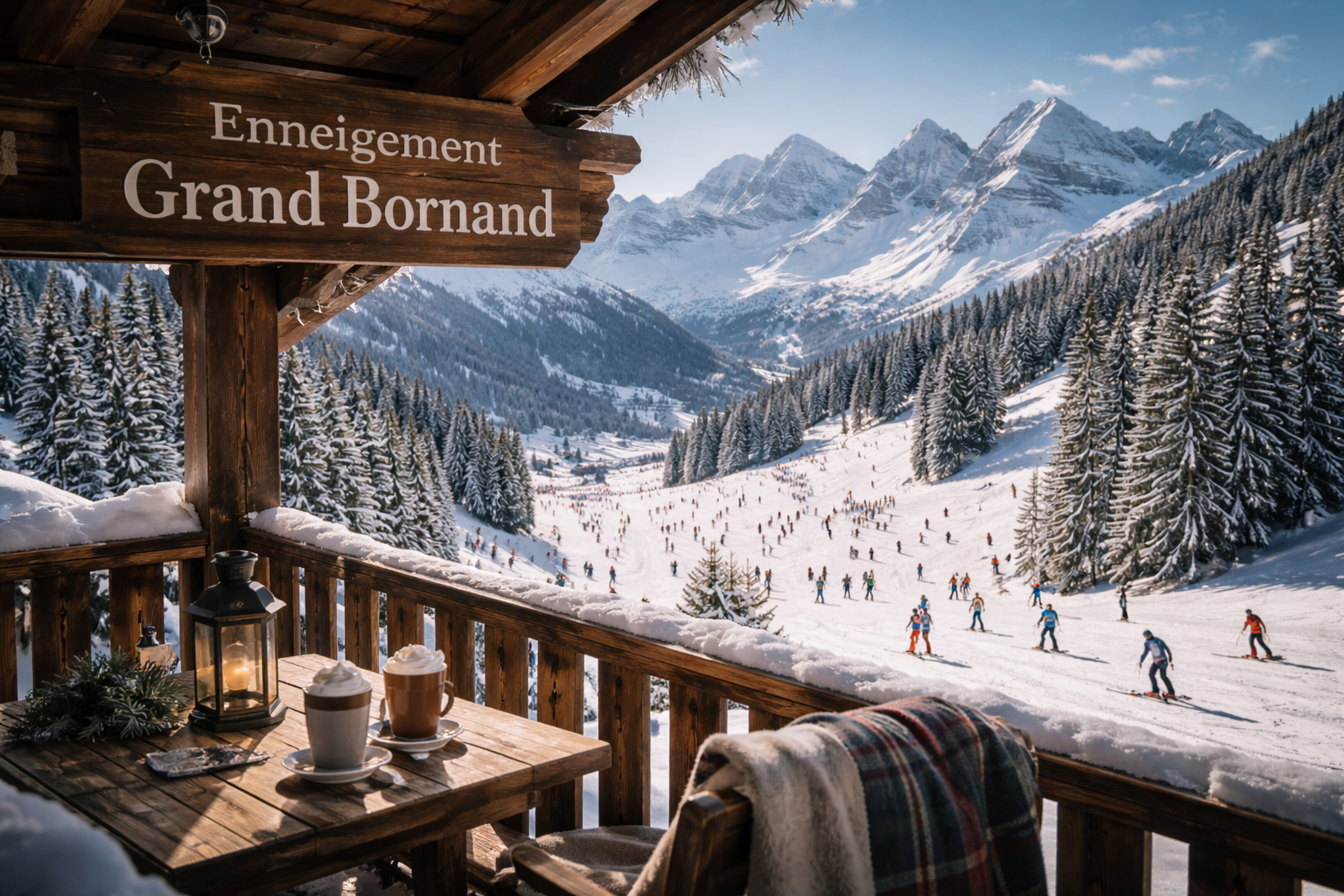 enneigement le grand bornand depuis chalet sur pistes