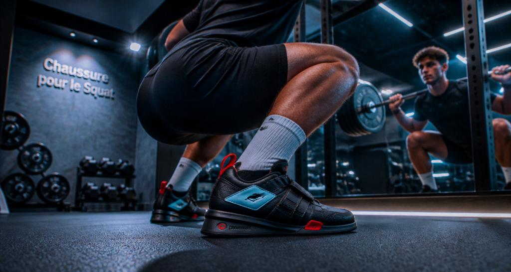 Chaussure de squat : 2,5 cm de talon et semelle rigide pour maximiser votre force
