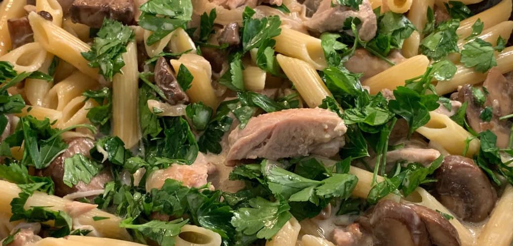 onion mushroom chicken penne