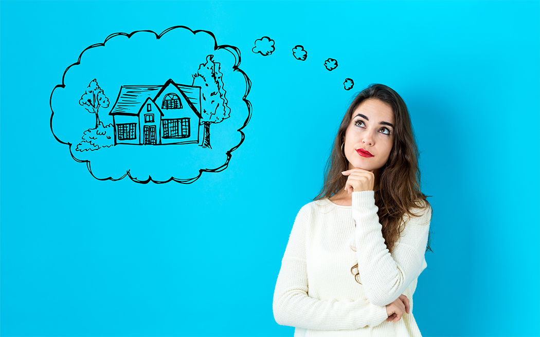Home Mortgage Affordability, A gray house, brown card and calcul