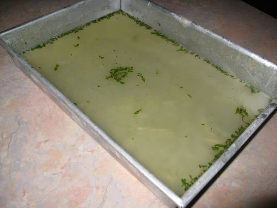 Image shows mojito granita that is not yet frozen.