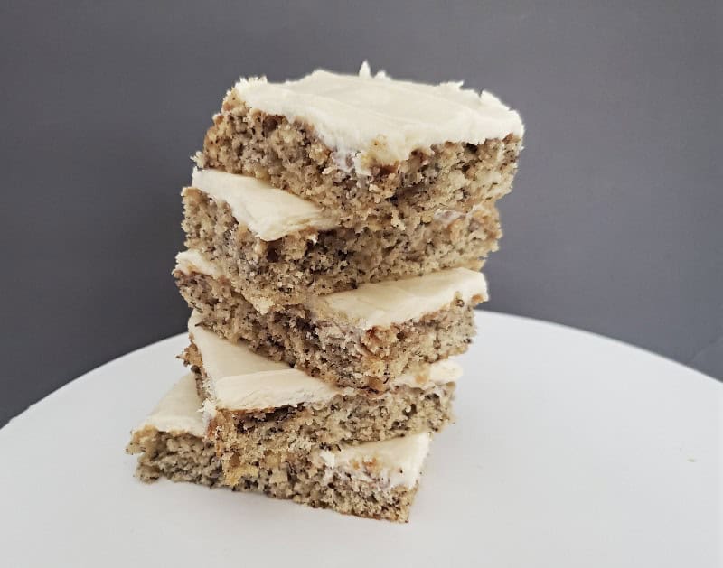 Stack of frosted banana bars