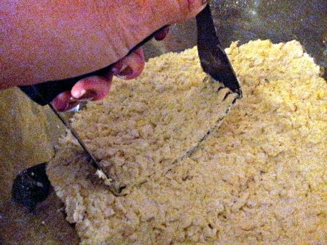Use a pasty cutter or two knives to but the butter into the flour mixture