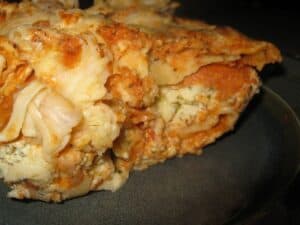 Image shows bechamel lasagne.