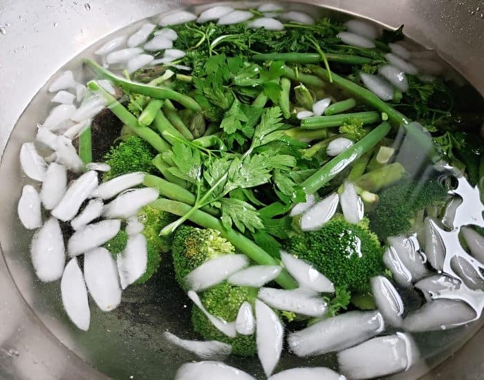 Plunge veggies into ice bath