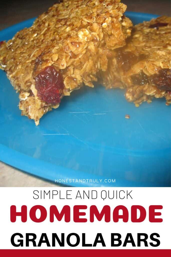 Image shows close-up picture of granola bars on a plate.