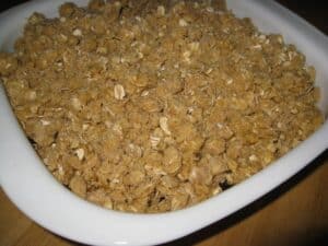 Image shows topping for blueberry crumble.