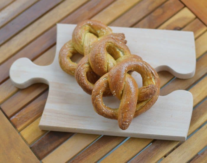 Tray of homemade soft pretzels