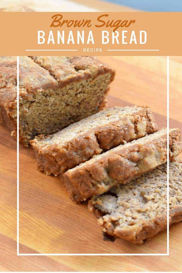 Easy brown sugar banana bread recipe. This simple quick bread freezes well and is a great way to use up overripe bananas. It's a great twist on a classic and makes great French toast and is perfect grilled with ice cream for dessert