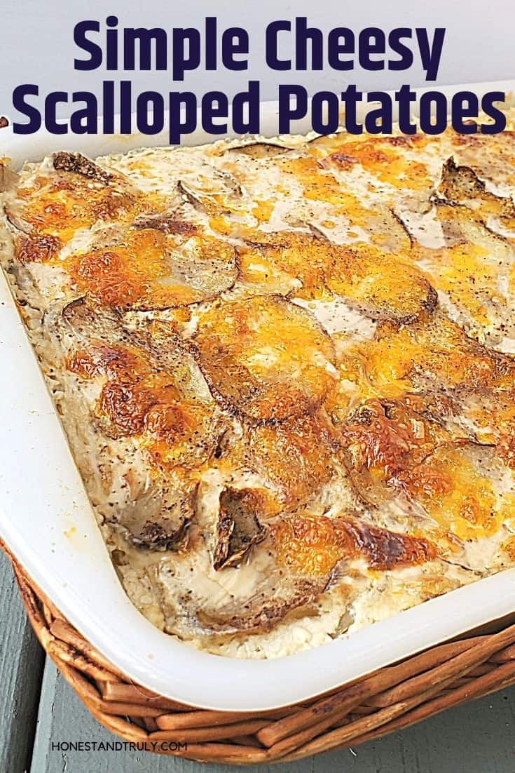 Closeup of scalloped potatoes in a dish