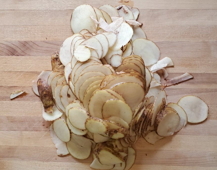 Perfectly sliced thin potatoes