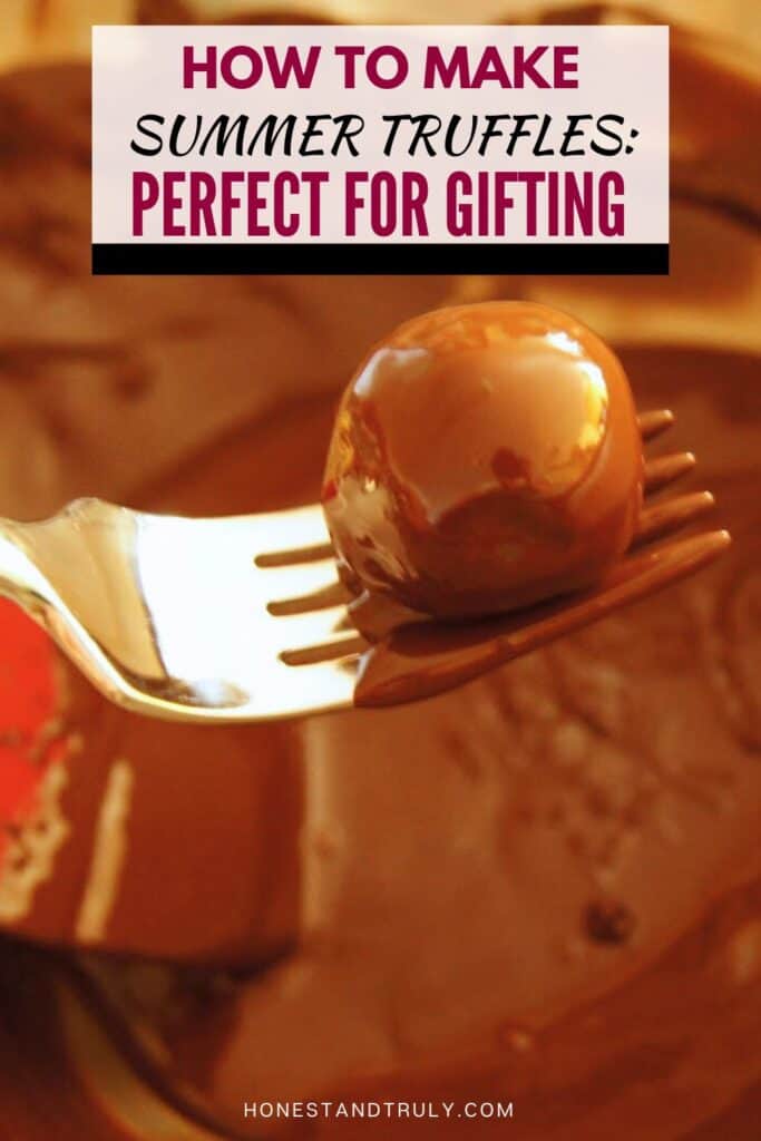 Image shows close-up picture of summer truffles on a fork.