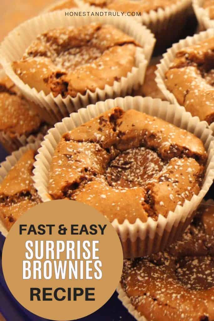 Image shows close-up picture of surprise brownies.
